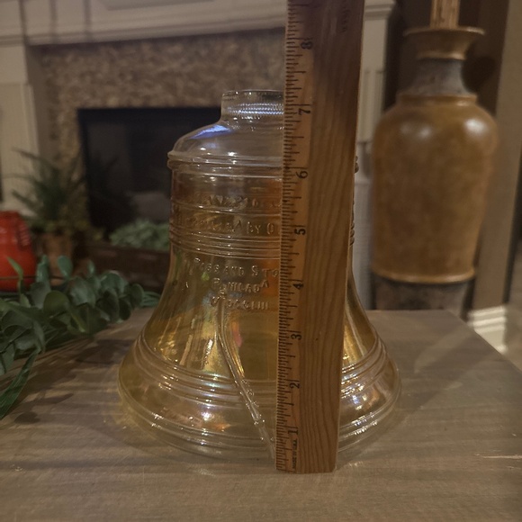 Vintage Liberty Bell Bicentennial Glass Cookie Jar Carnival Glass 8" Tall - Picture 6 of 6